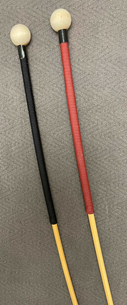 Dressage Whip Style Natural Dragon Rattan Cane / School Cane / Punishment Cane - 95/100 cms Length - 9/9.5 mm Diameter - BLACK/RED Kangaroo Leather / Paracord  Handles - Stripewell Canes