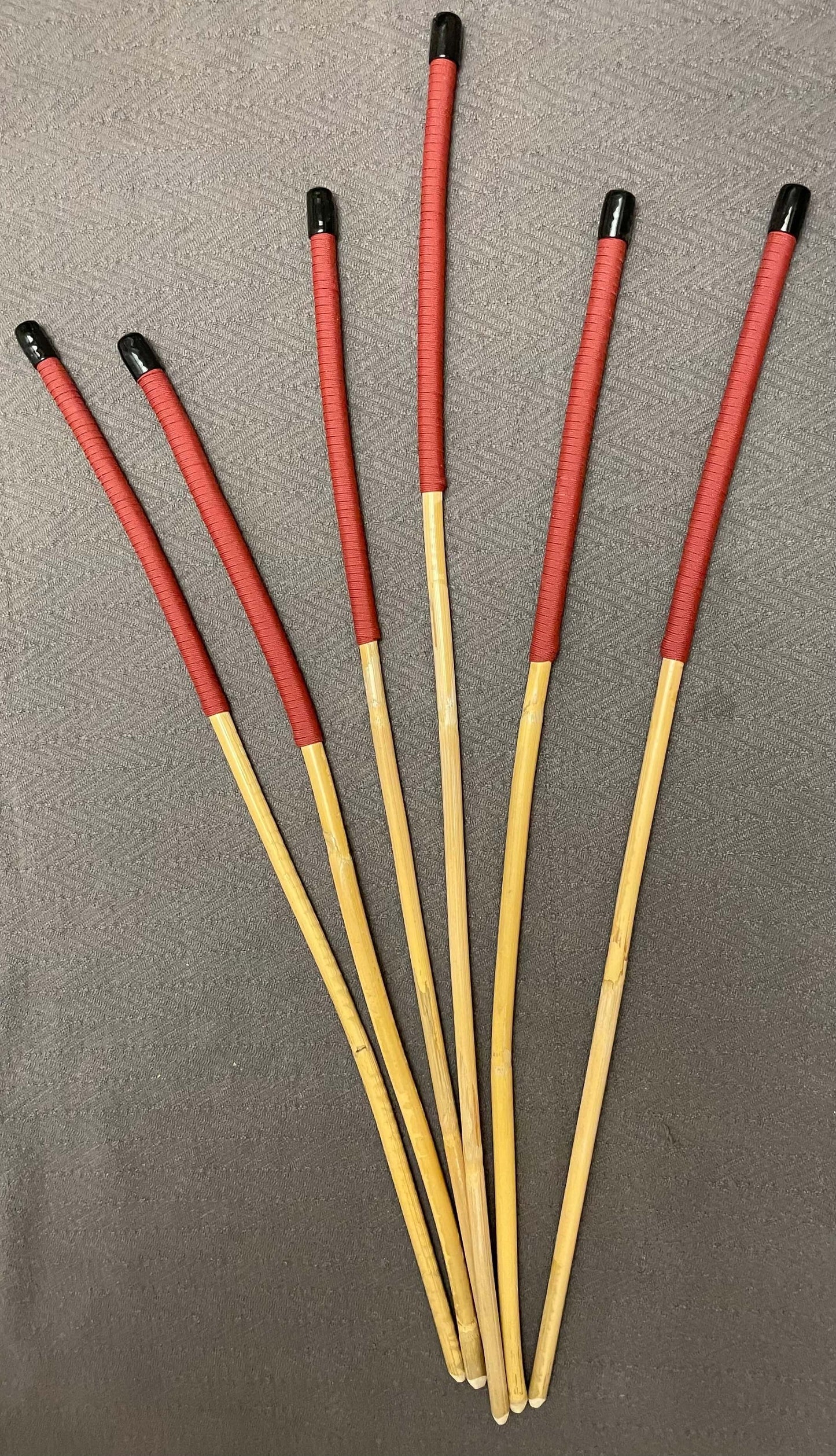 Kooboo Rattan Canes / School Canes / Beginner Set of 6 Rattan Punishment Canes - 68 - 75 cms Length - Red Paracord Handles - Stripewell Canes