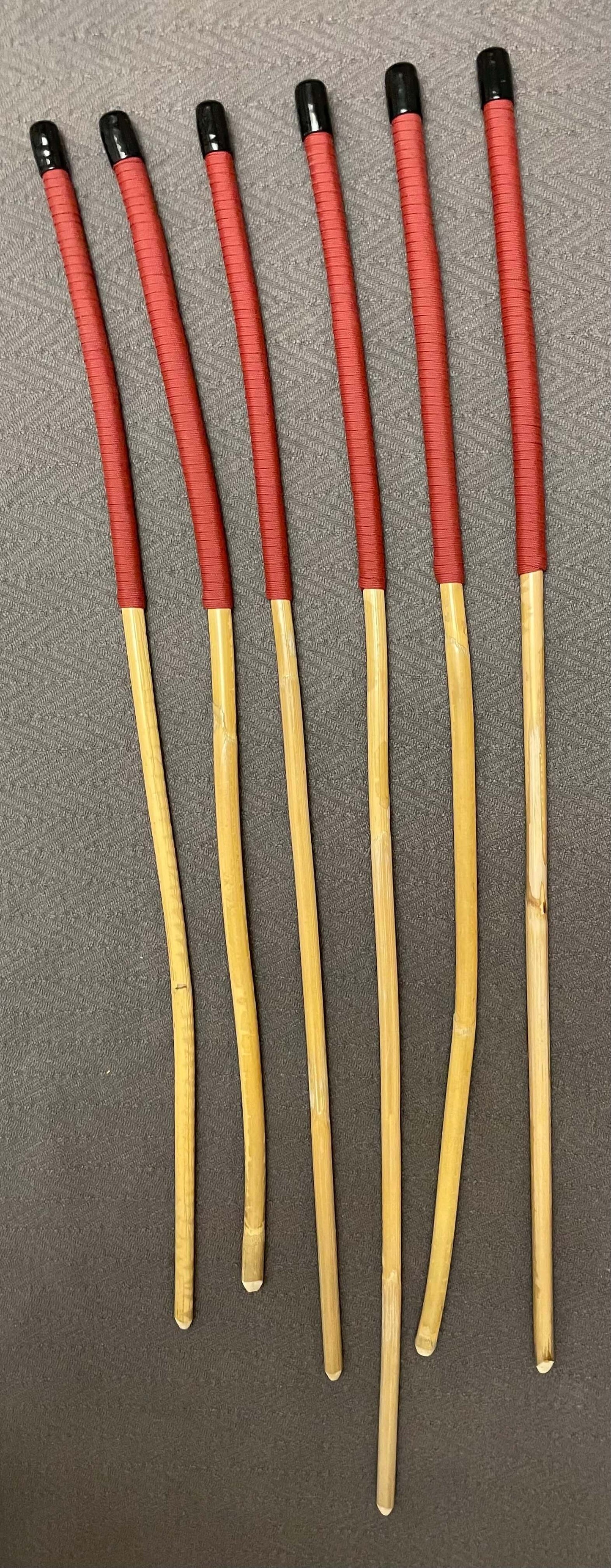 Kooboo Rattan Canes / School Canes / Beginner Set of 6 Rattan Punishment Canes - 68 - 75 cms Length - Red Paracord Handles - Stripewell Canes