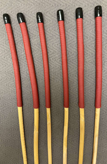 Kooboo Rattan Canes / School Canes / Beginner Set of 6 Rattan Punishment Canes - 68 - 75 cms Length - Red Paracord Handles - Stripewell Canes