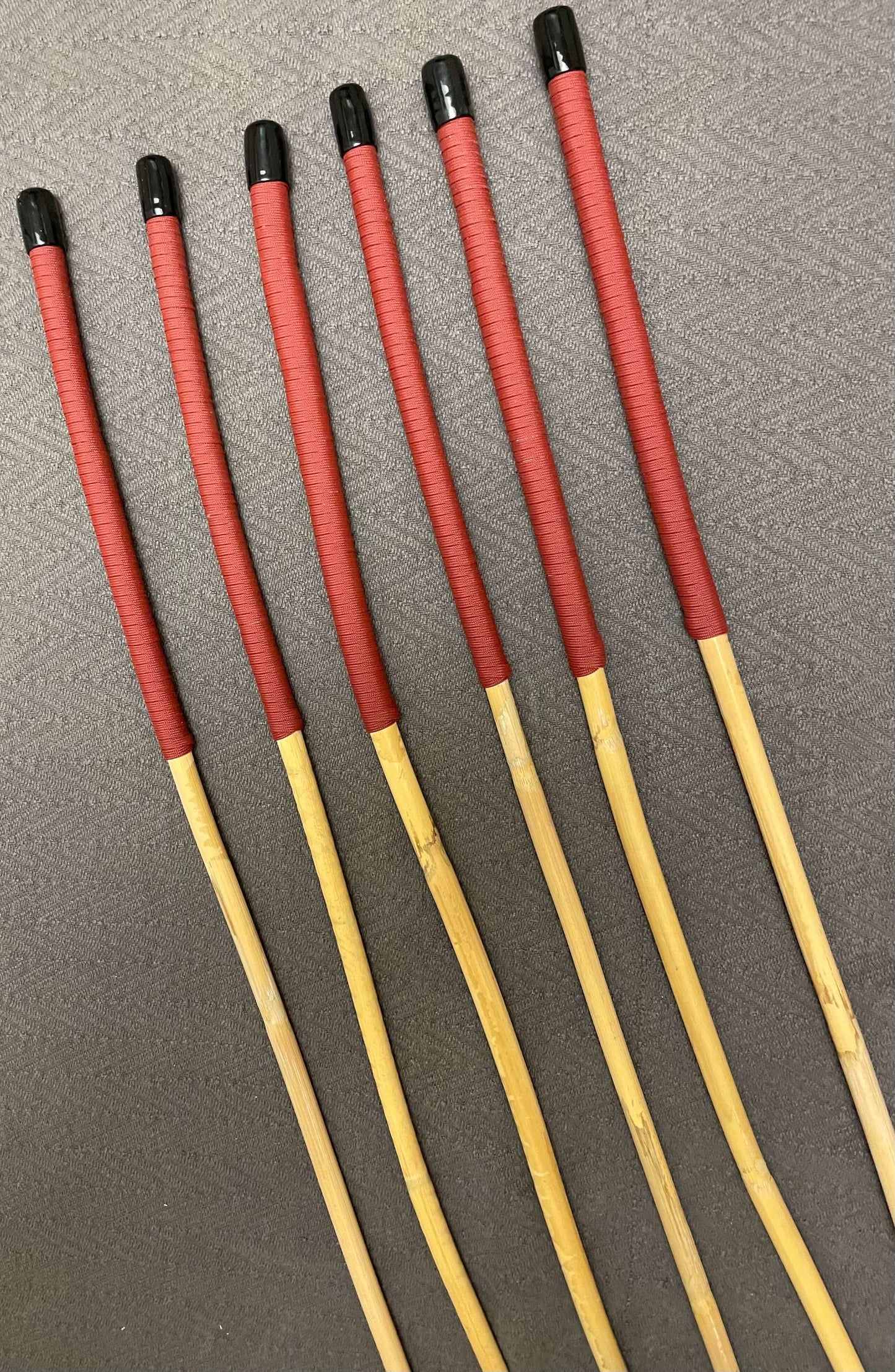 Kooboo Rattan Canes / School Canes / Beginner Set of 6 Rattan Punishment Canes - 68 - 75 cms Length - Red Paracord Handles - Stripewell Canes