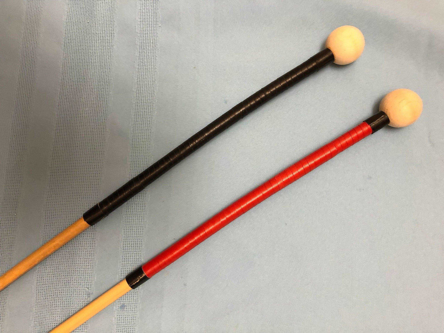 Dressage Whip Style Natural Dragon Rattan Cane / School Cane / Punishment Cane - 100/105 cms Length - 12/12.5 mm Diameter - BLACK/RED Kangaroo Leather Handles - Stripewell Canes