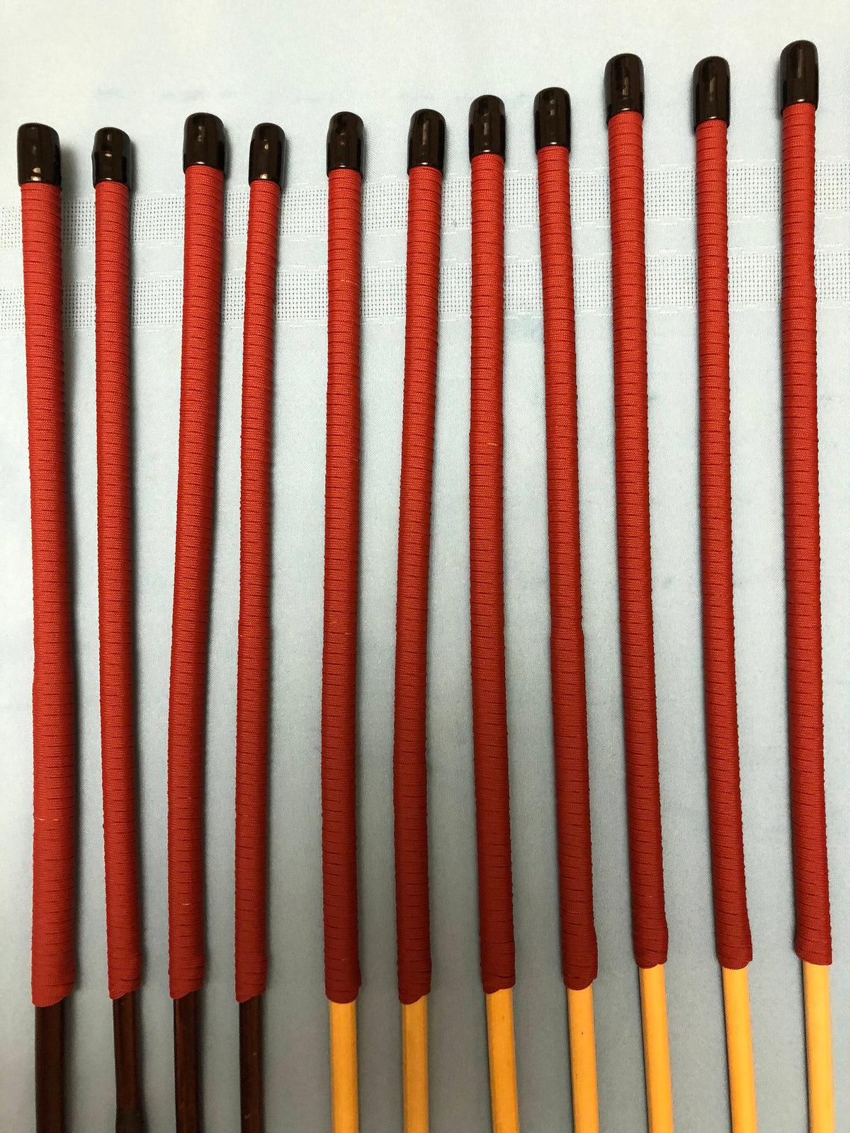 Mixed Set of 12 Whippy Thin Natural/Smoked Dragon Canes Red