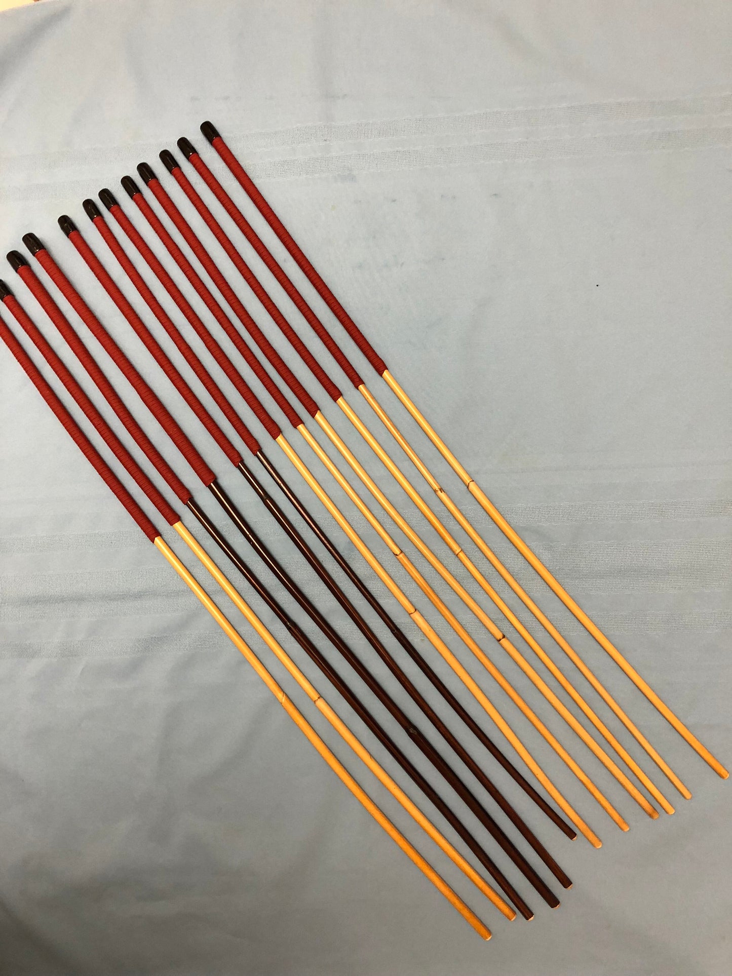 Whippy Mixed Dozen - Set of 12 Whippy/Stingy Natural/Smoked Dragon Rattan / BDSM Canes / School Canes - PRO SELECT SET - 90 cms Length - RED Paracord Handles