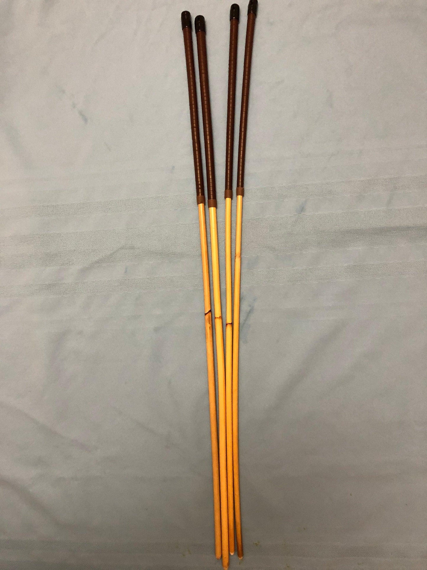 Set of 4 Natural Dragon Canes / School Canes / Whipping Canes - PRO SET - 95 cms Length - BRANDY / RED Kangaroo Leather Handles - Stripewell Canes