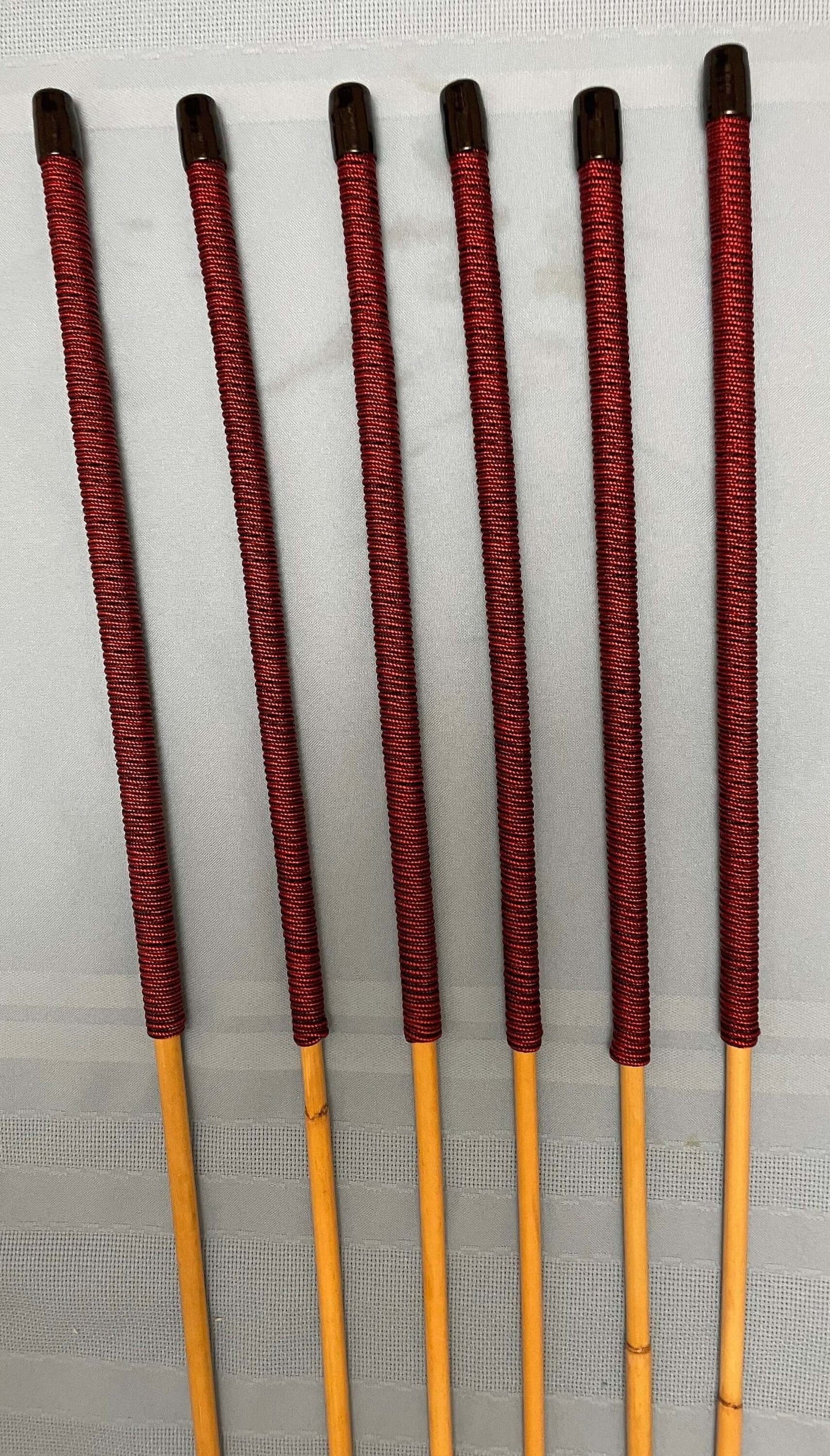 Whippy and Thin Natural Dragon Canes / School Canes / Whippy Canes Set of 6 - WHIPPY AND THIN DRAGON CANE SET -  95 cms Length - RED & BLACK (Liquorice) Handles