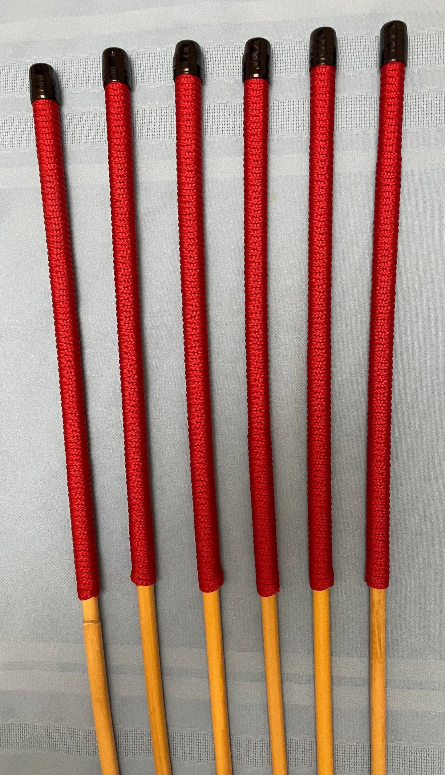 Thick and Thuddy Dragon Canes / Punishment Canes / BDSM Dominatrix Canes Set of 6 - - 100 cms Length - Red Paracord Handles - Stripewell Canes