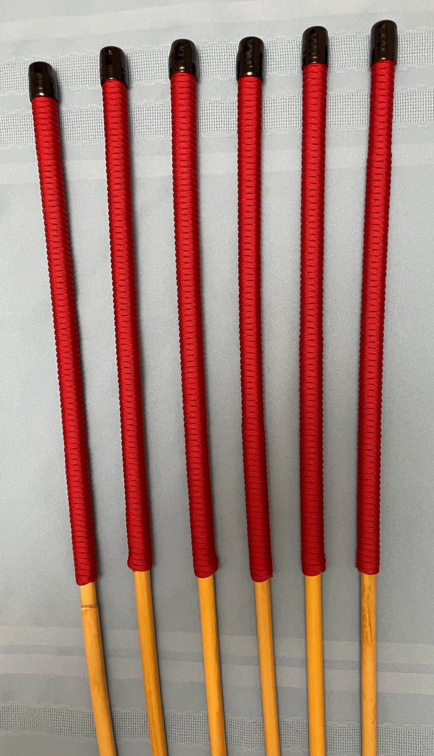 Thick and Thuddy Dragon Canes / Punishment Canes / BDSM Dominatrix Canes Set of 6 - - 100 cms Length - Red Paracord Handles - Stripewell Canes