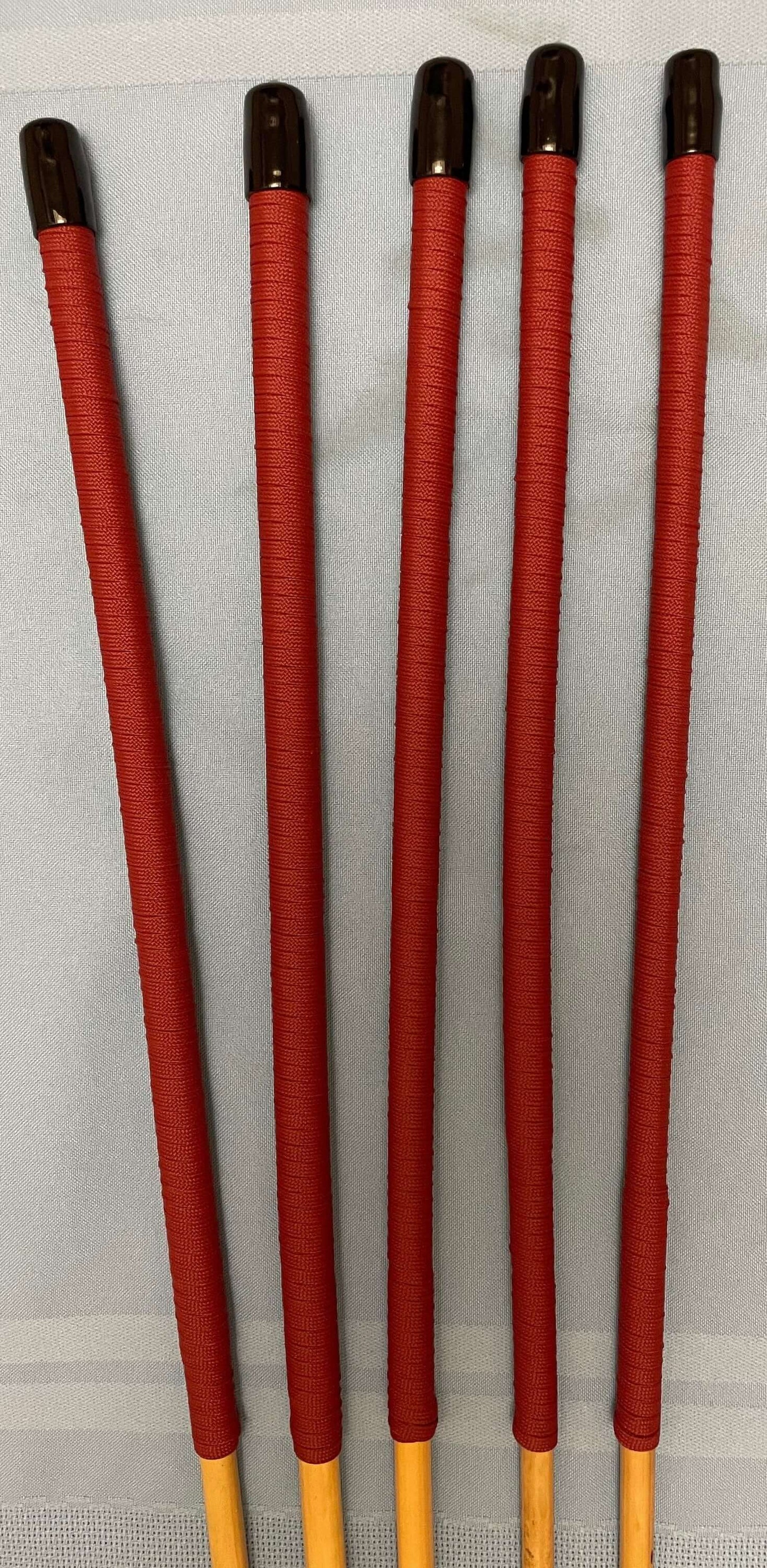 No Knot Dragon Canes / Ultimate Dragon Cane / Knotless Rattan Cane / Spanking BDSM Rattan Cane Set of 5  - 92 cms length - Brick Red Paracord Handles