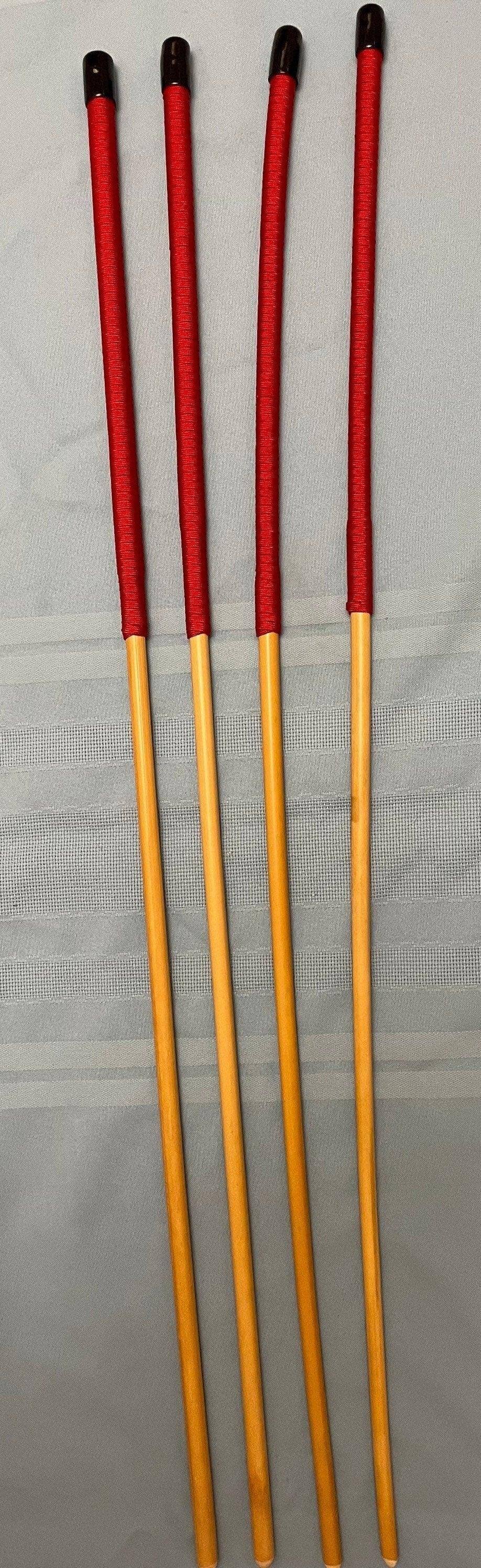 Set of 4 NO KNOT Dragon Canes / School Canes / Punishment Canes - NO KNOT PREMIUM SET -  - 82/84 cms Length - RED Handles - Stripewell Canes