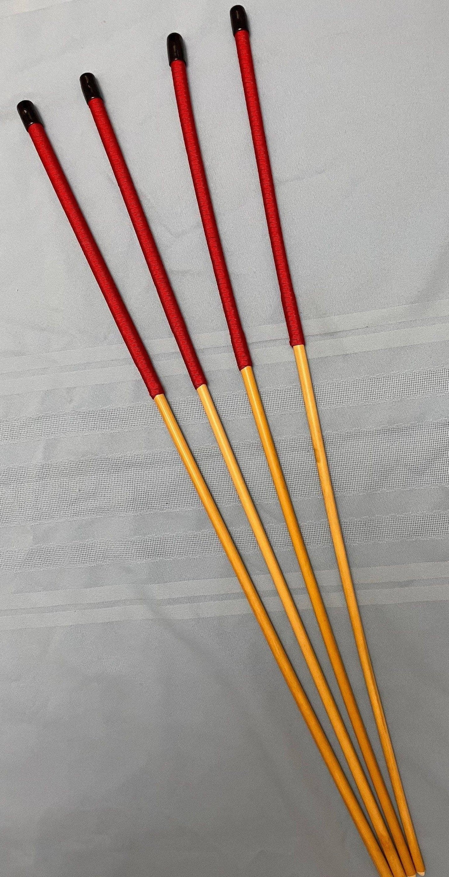 Set of 4 NO KNOT Dragon Canes / School Canes / Punishment Canes - NO KNOT PREMIUM SET -  - 82/84 cms Length - RED Handles - Stripewell Canes