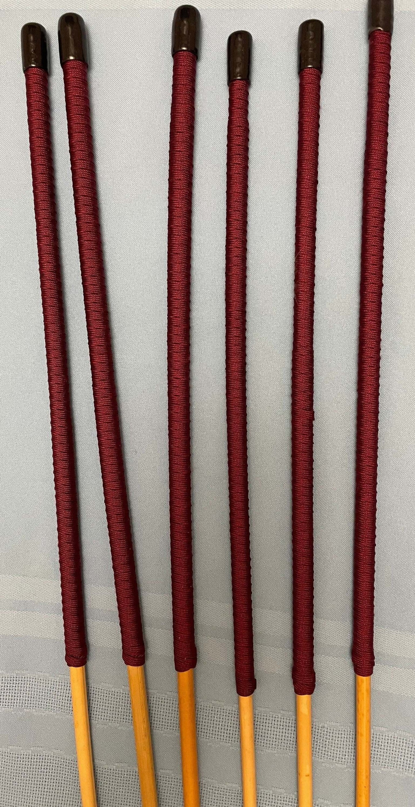 Whippy and Thin Natural Dragon Rattan Canes / School Canes / Whippy Canes Set of 6- WHIPPY AND THIN SET - 95 cms Length - 14" BURGUNDY HANDLES