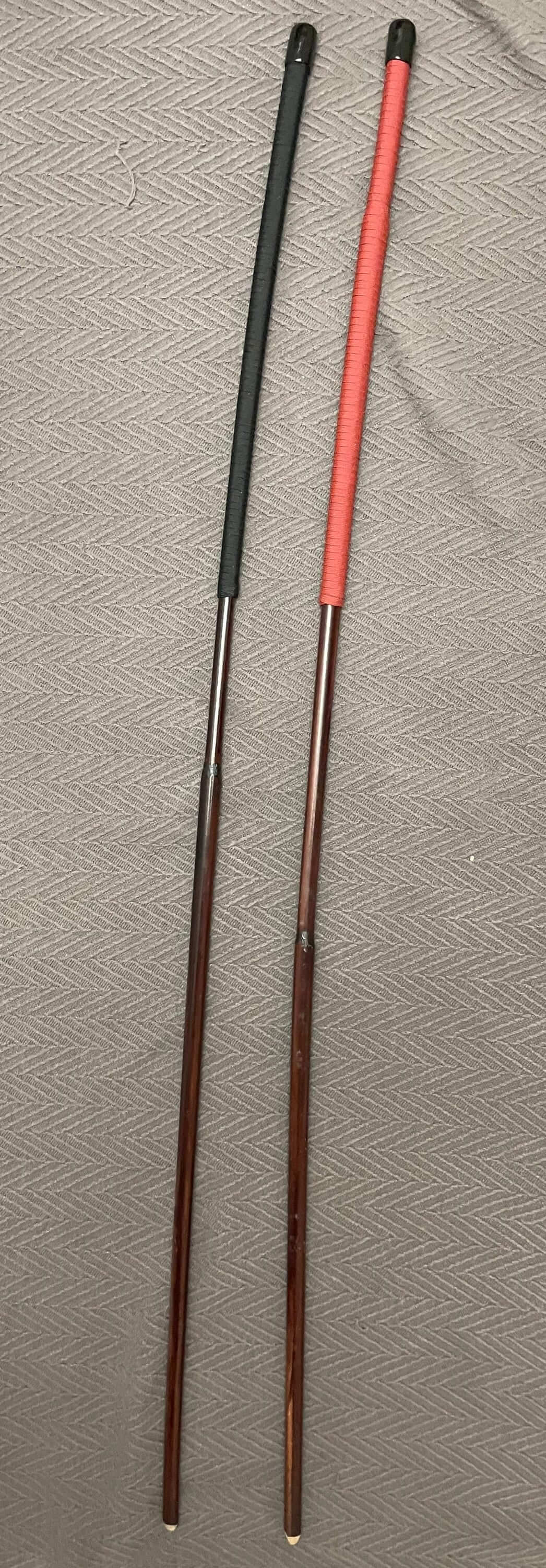 Smoked Dragon Canes /Whipping Canes / BDSM Canes / Punishment Canes - 95 - 100 cms L - Red / Black Paracord / Roo Leather Handles - Stripewell Canes