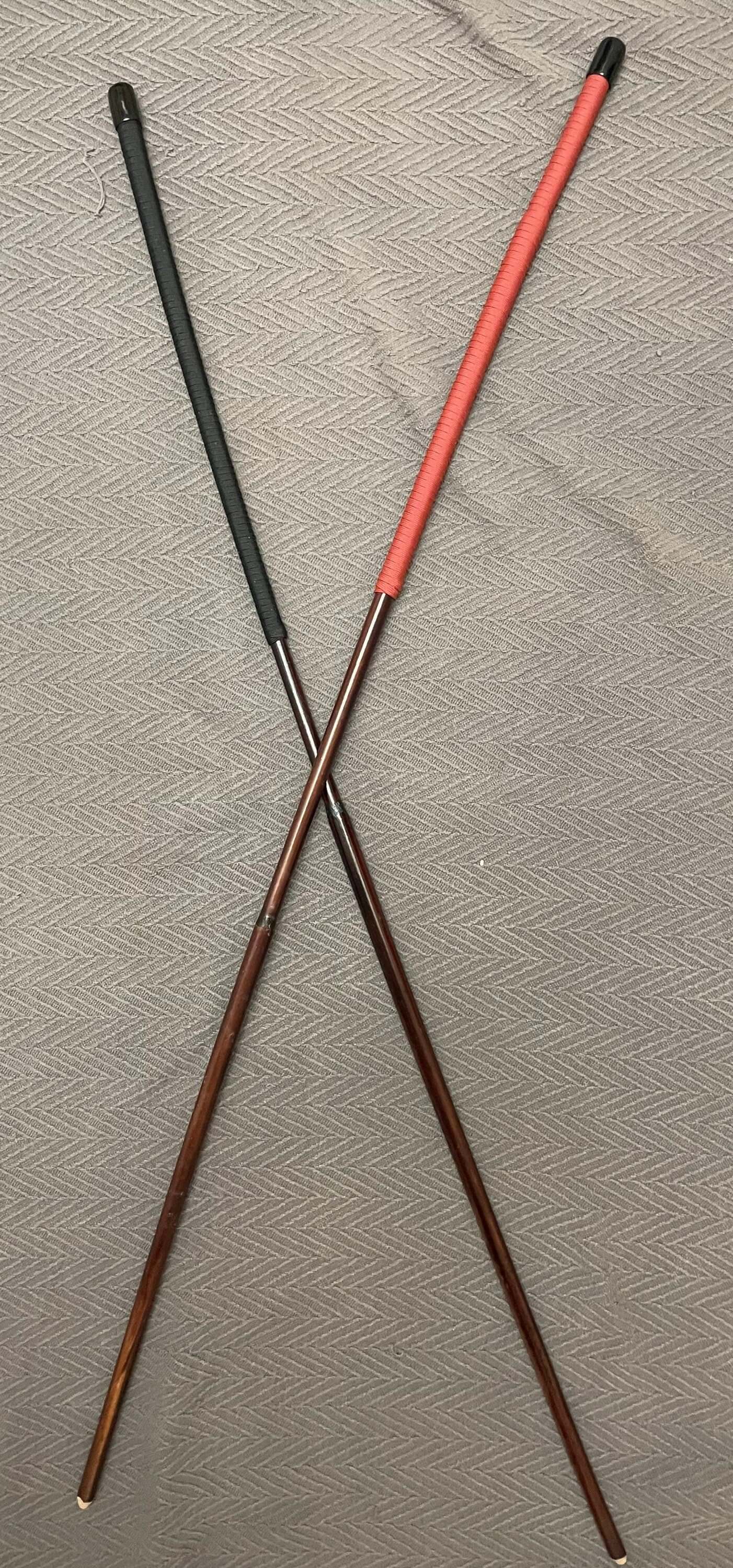 Smoked Dragon Canes /Whipping Canes / BDSM Canes / Punishment Canes - 95 - 100 cms L - Red / Black Paracord / Roo Leather Handles - Stripewell Canes