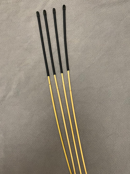 The Stinger Set of 4 Kooboo Rattan Canes / School Canes / Whippy Canes - WHIPPY AND THIN SET - 82 - 85 cms L & 6.5 -8.5 mm D - 12 inch BLACK / RED Paracord Handles