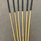 ProDomme Set of 6 Whippy Dragon Canes / Swishy Dragon Canes / Falaka Bastinado Canes - 95 cms - Black Kangaroo Leather Handles - Stripewell Canes