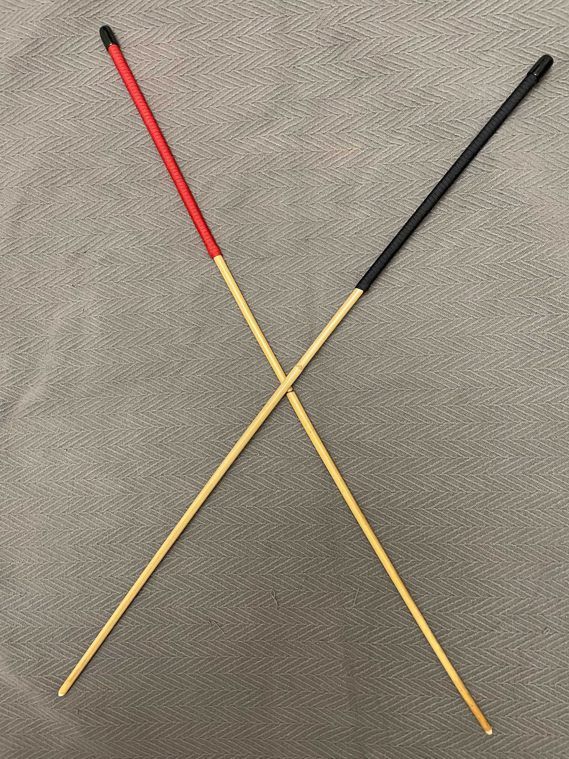 Natural Dragon Rattan Punishment Canes  / School Canes / Whipping Canes - 4 Variants - BLACK/RED Handles - Stripewell Canes